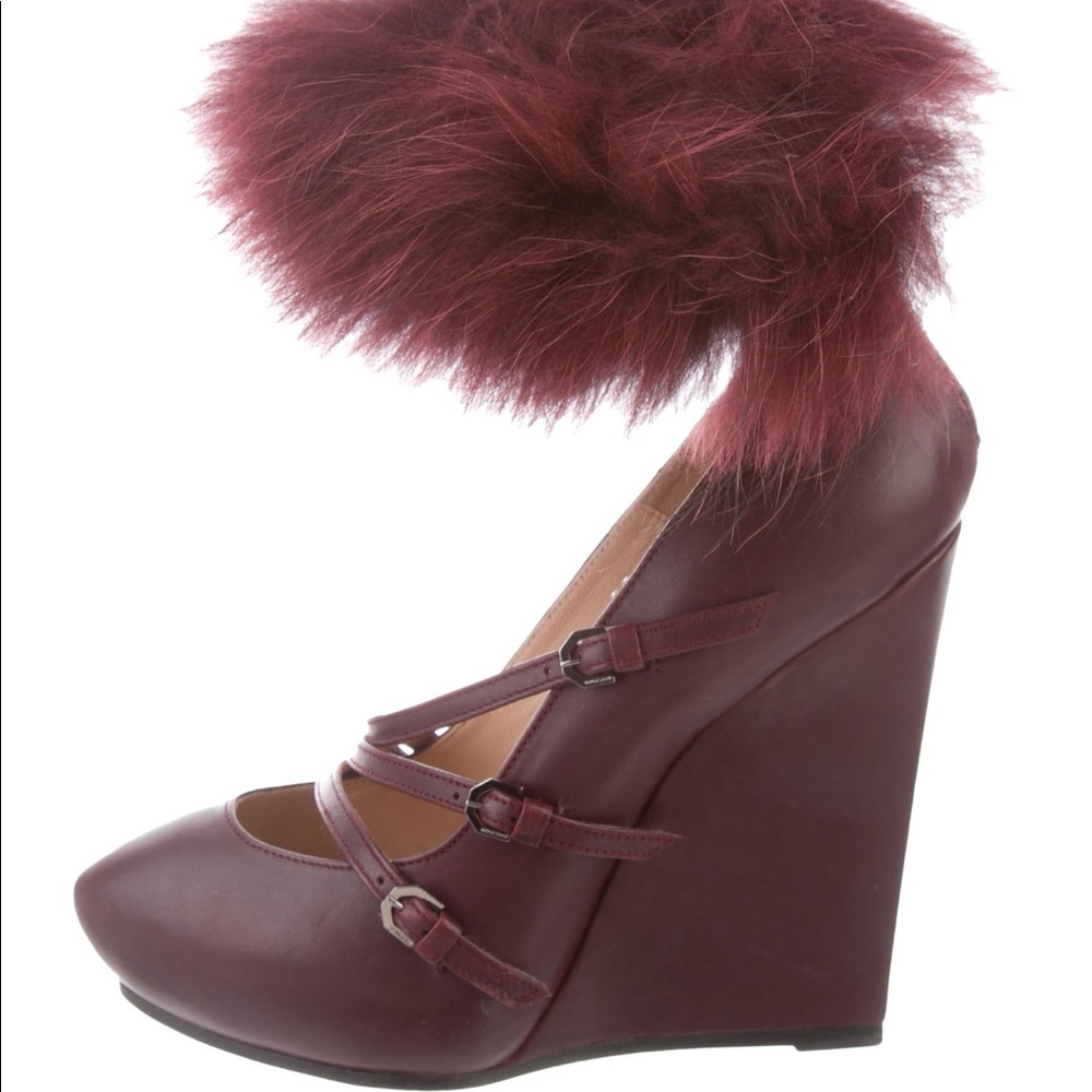 Viktor & Rolf fur trimmed wedge pumps